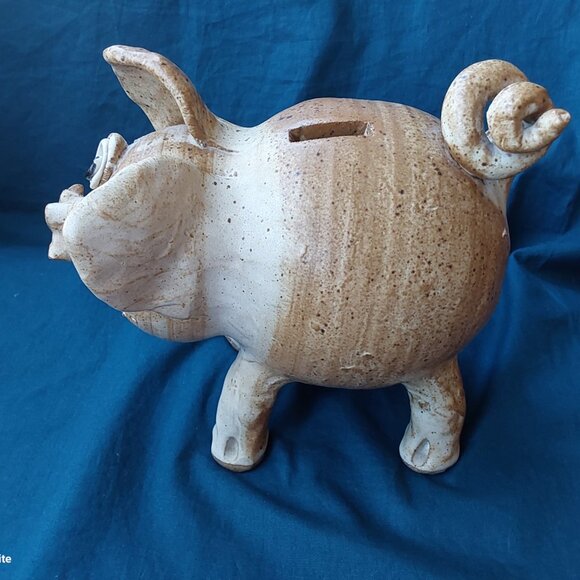 Epic whimsical 1980s studio pottery piggy bank made by Baalbergen excellent cond - Picture 6 of 8